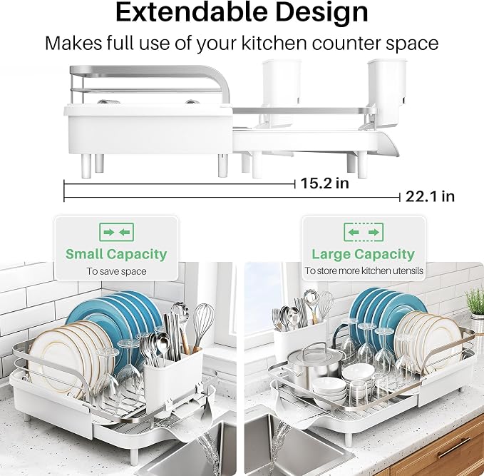SNTD Dish Drying Rack, Expandable Dish Rack - Image 2