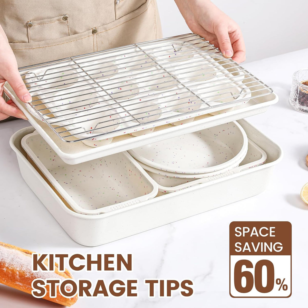 Vinino 8-Piece Baking Pans Set Nonstick, Bakeware Set includes