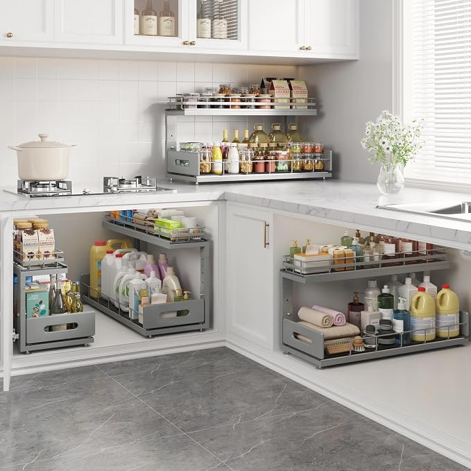Under Sink Organizer Upgrade To Professional Rails, 2-Tier Dual Pull Out - Image 7