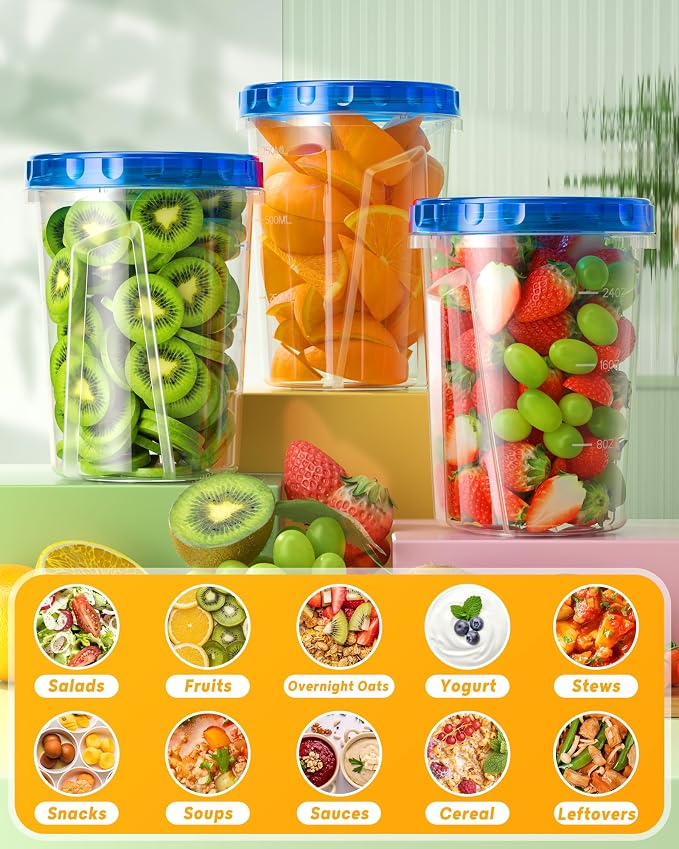 BiuLeon 6 Pack-34 oz Freezer Storage Containers, Plastic Food Storage Containers - Image 7