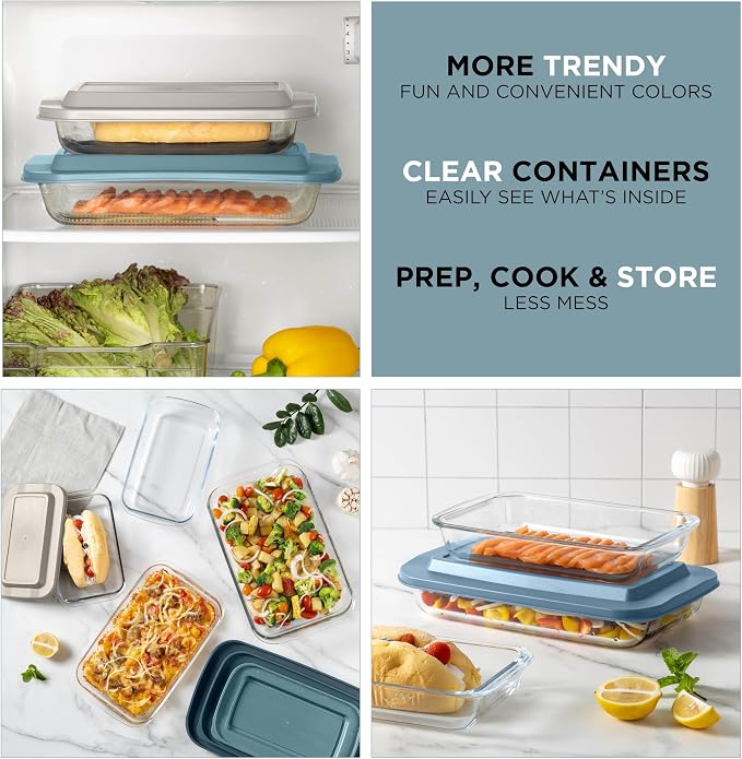 COOK WITH COLOR 8-Piece Deep Glass Baking Dish Set with Plastic Lids – - Image 7