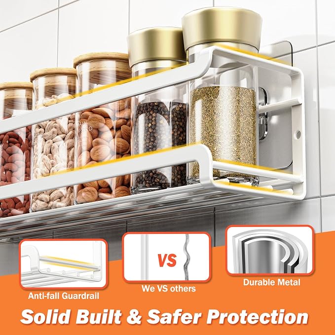 Bunoxea Spice Rack wall mounted 2 Pack, Space-Saving Spice Organizer - Image 5