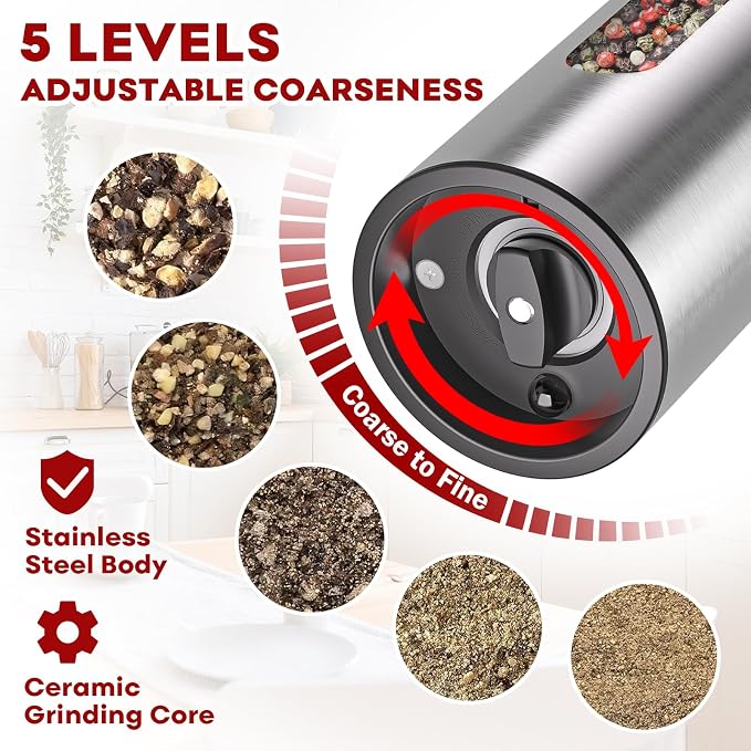Electric Salt and Pepper Grinder Set: Automatic Rechargeable Salt and Pepper - Image 4