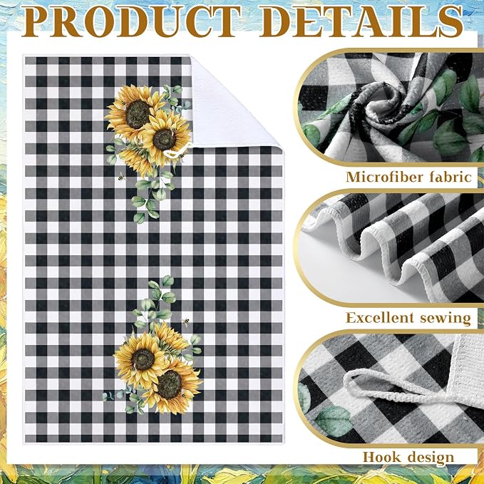 Bencailor 12 Pcs Farmhouse Sunflower Kitchen Decor and Accessories Sets 4 Black - Image 5