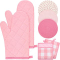 Sumind Pink Oven Mitts and Pot Holders 7 Sets, Heat Resistant Kitchen Gloves by Sumind