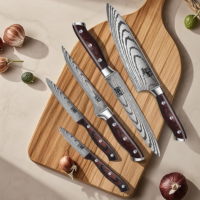 SHAN ZU Japanese Chef Knife Set 5 PCS, High Carbon Stainless Steel Ultra Sharp - Image 7