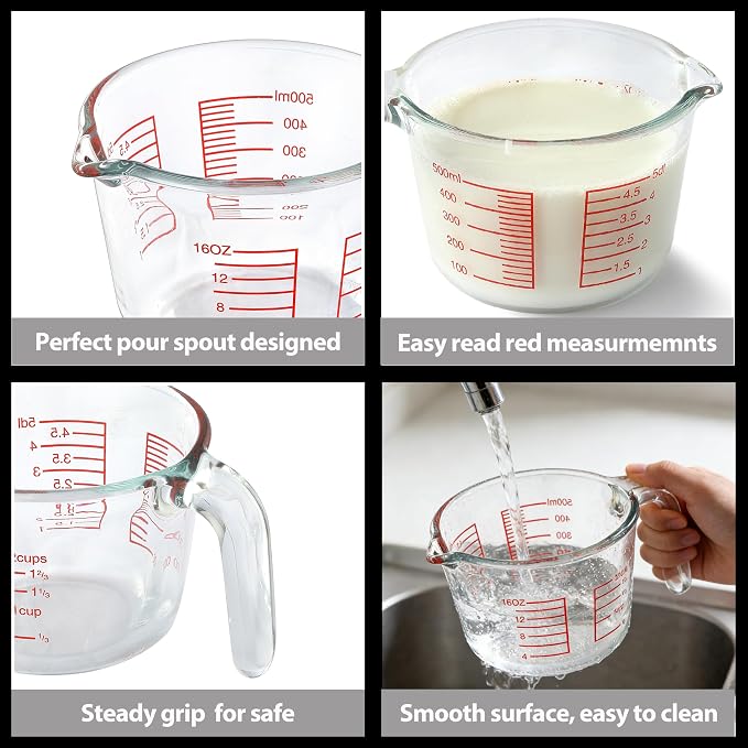 VRUIFA Glass Measuring Cup For Baking and Cooking, Dishwasher, Microwave and - Image 5