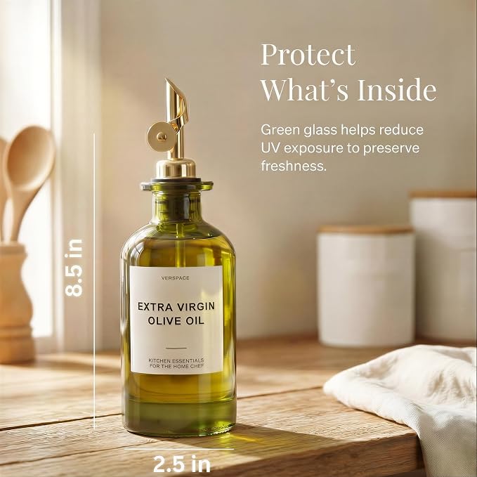 Verspace UV-Protected Green Glass Olive Oil Dispenser Bottles - Image 3