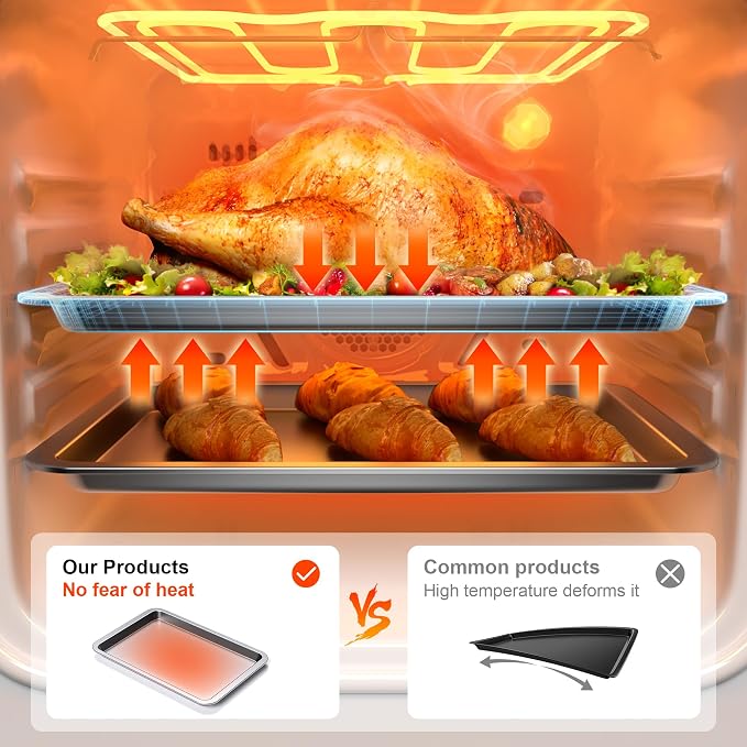 HONGBAKE Cookie Sheet, Baking Sheet Set, Nonstick Oven Pan - Image 2