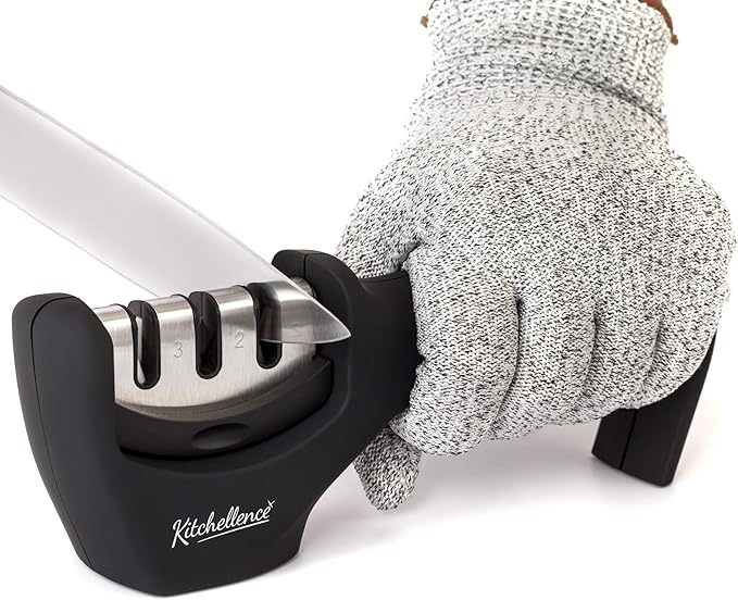 4-in-1 Kitchen Knife Accessories: 3-Stage Knife Sharpener Helps Repair by KITCHELLENCE