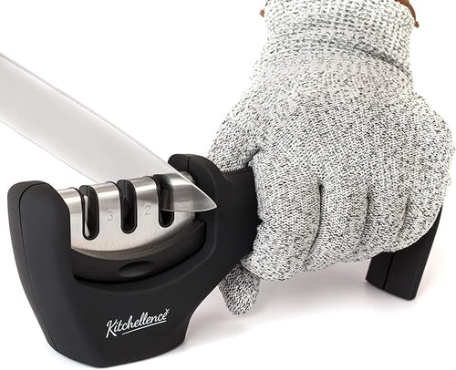 4-in-1 Kitchen Knife Accessories: 3-Stage Knife Sharpener Helps Repair by KITCHELLENCE