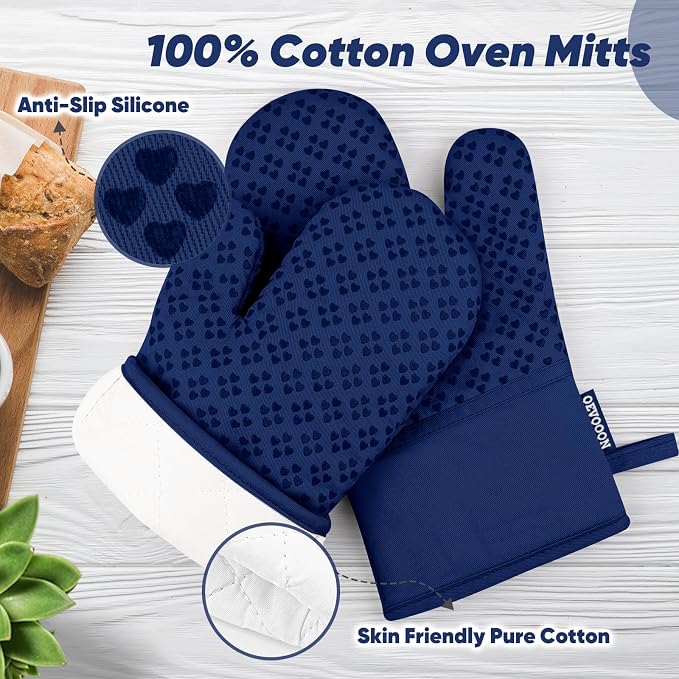 Oven Mitts and Pot Holders 4 Sets, Heat Resistant 500 ℉ Oven Mitt and Pot Holder - Image 3
