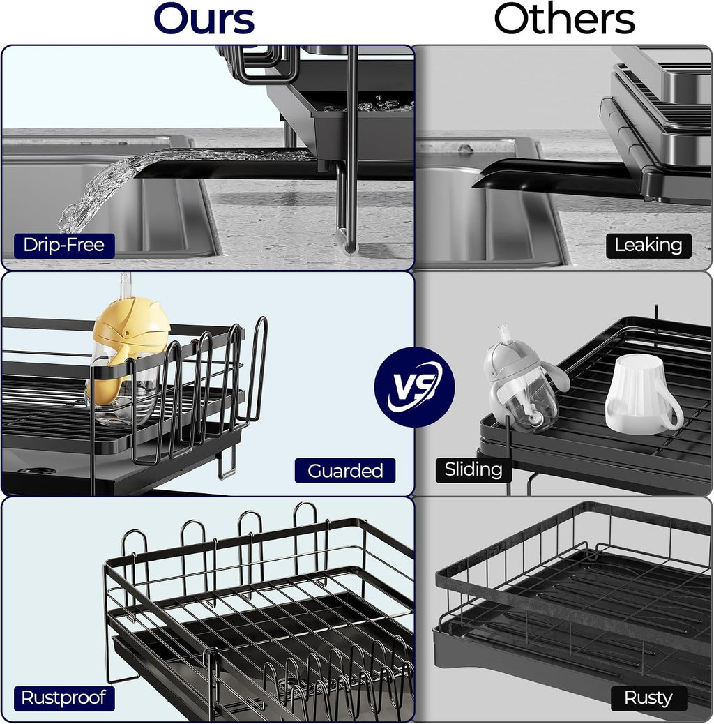 Large Dish Drying Rack, Expandable Dish Rack for Kitchen Counter, Dish
