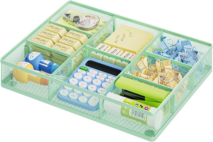 Marbrasse Desk Drawer Organizer, Metal Mesh Drawer Organizer Tray by Marbrasse