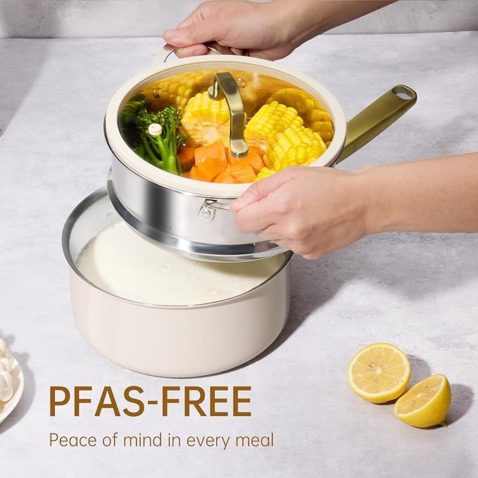 CAROTE 1.5Qt & 3.0Qt Stainless Steel Saucepan Set - Image 4