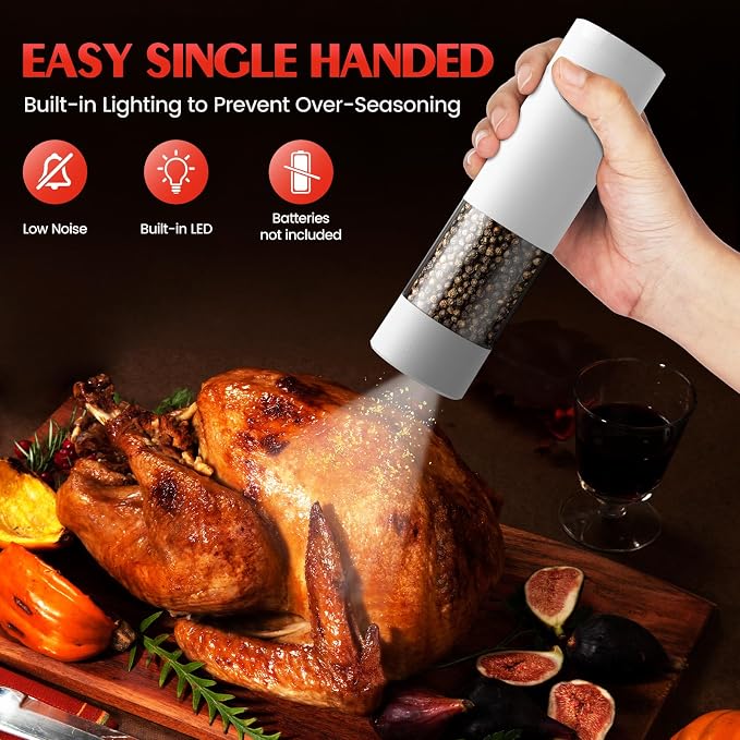 Electric Salt and Pepper Grinder Set Automatic Battery Pepper Mill Shakers - Image 3
