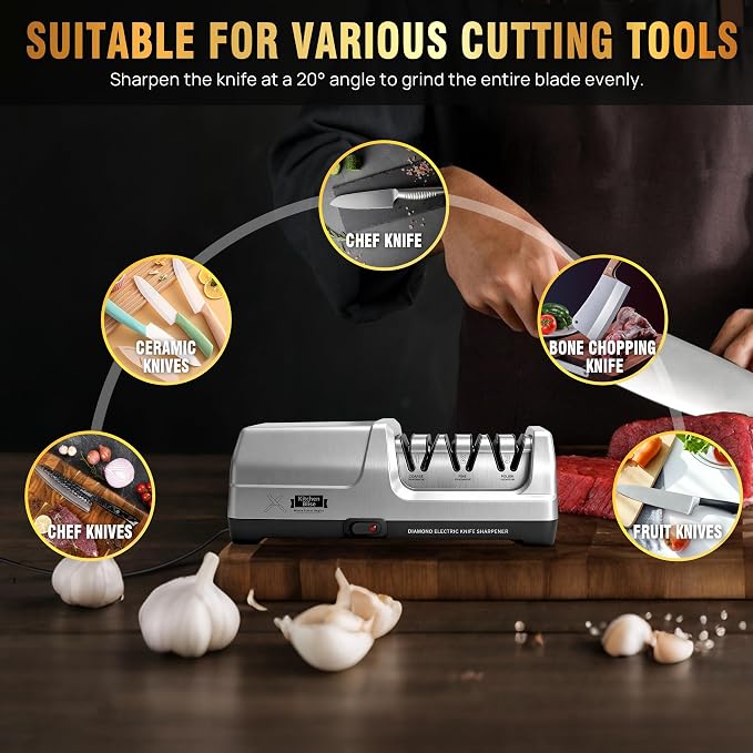 Electric Knife Sharpener for Kitchen—Fast Sharpening to Restore and Polish Chef - Image 7