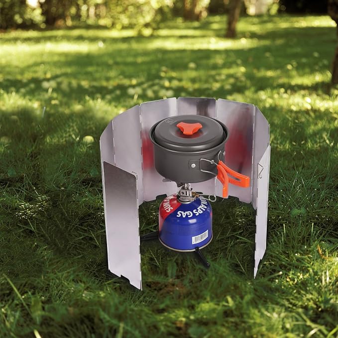 REDCAMP Folding Outdoor Stove Windscreen, 10 Plates Aluminum Camping Stove - Image 3
