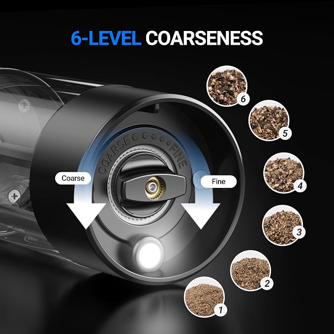 ThermoMaven Electric Salt and Pepper Grinder Set, 110ml Larger Rechargeable - Image 4
