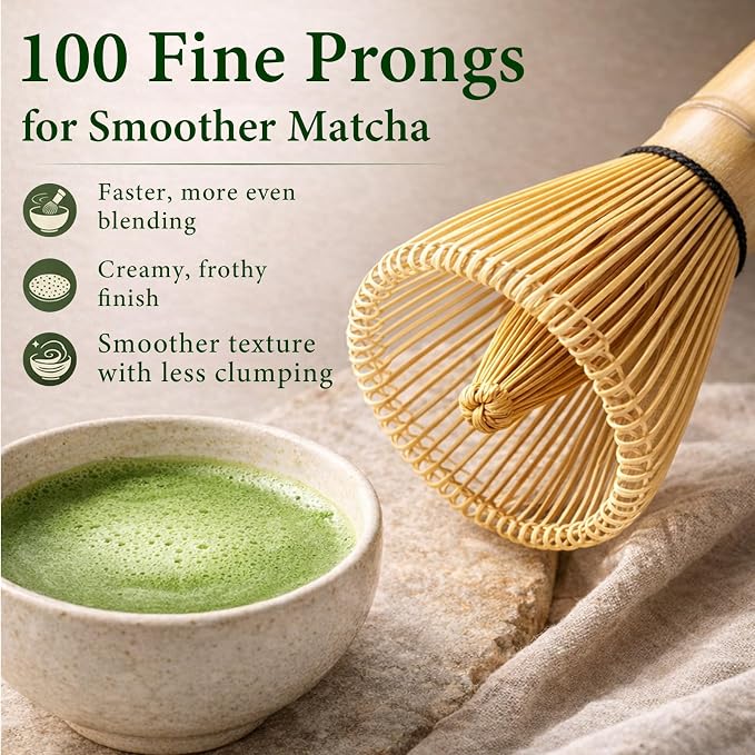Matcha Whisk - Bamboo 100 Prong Handcrafted Natural Whisk - Image 2