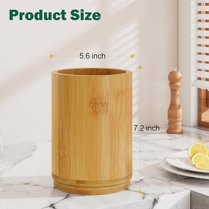Utensil Holder, Bamboo Kitchen Utensil Holder - Image 2