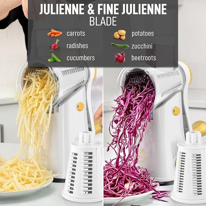 Zulay Kitchen Rotary Cheese Grater 5 Blade Cheese Shredder - Image 6
