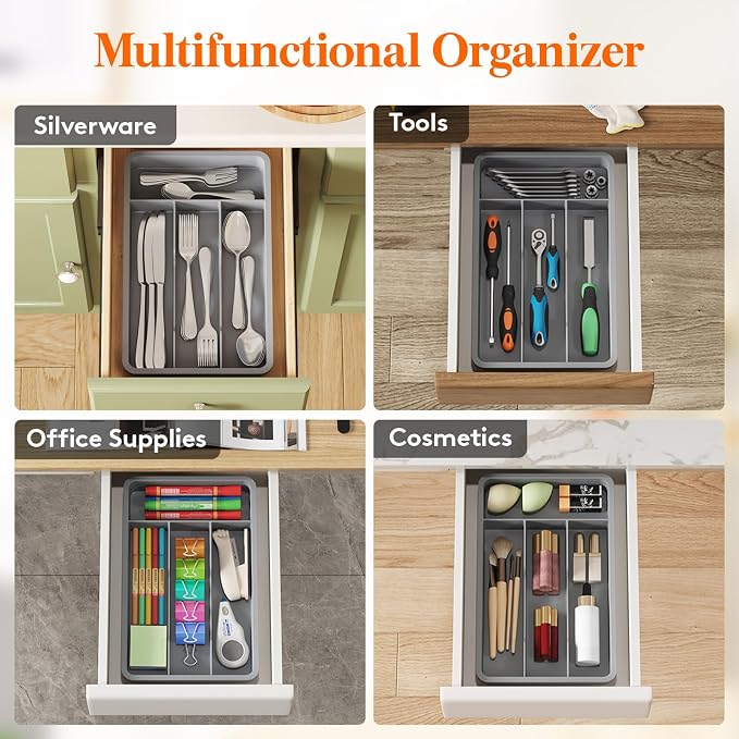 Lifewit Silverware Drawer Organizer Tray, Plastic Cutlery Storage - Image 8