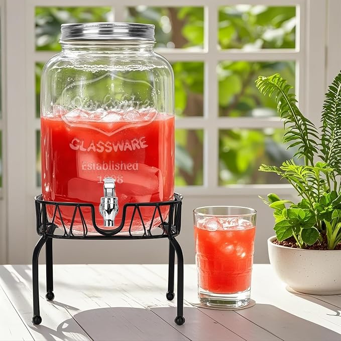DHSBTLS 2 Gallon Glass Drink Dispensers, 1 Pack Clear Beverage Dispenser - Image 6