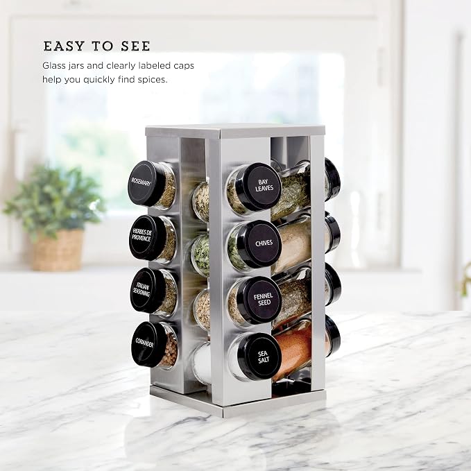 Kamenstein 16 Jar Heritage Revolving Countertop Spice Rack Organizer - Image 4