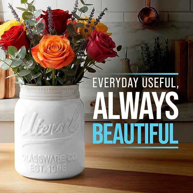 Comfify Wide Mouth Mason Jar Utensil Holder Decorative Kitchenware Organizer - Image 6