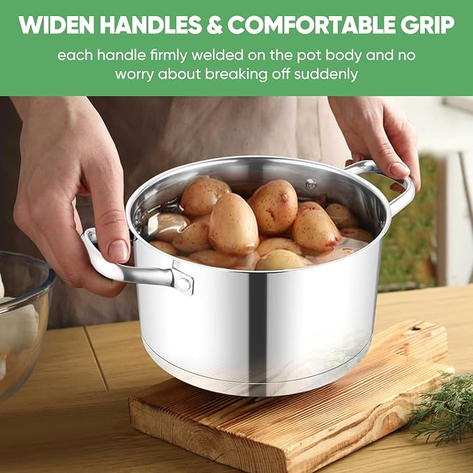 TeamFar Stainless Steel Stock Pot, 4-quart Tri-ply Base Stockpot Cooking Pasta - Image 6