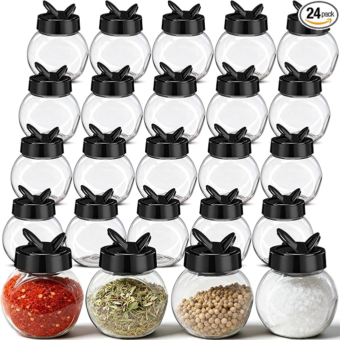 Zhehao 24 Pieces Plastic Spice Containers Plastic Spice Bottles Clear Reusable by Zhehao