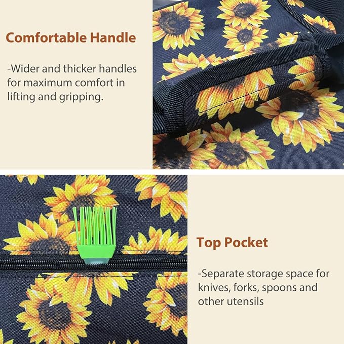 Double Casserole Carrier Bag，Expandable Thermal Food Carrier Insulated Travel - Image 4