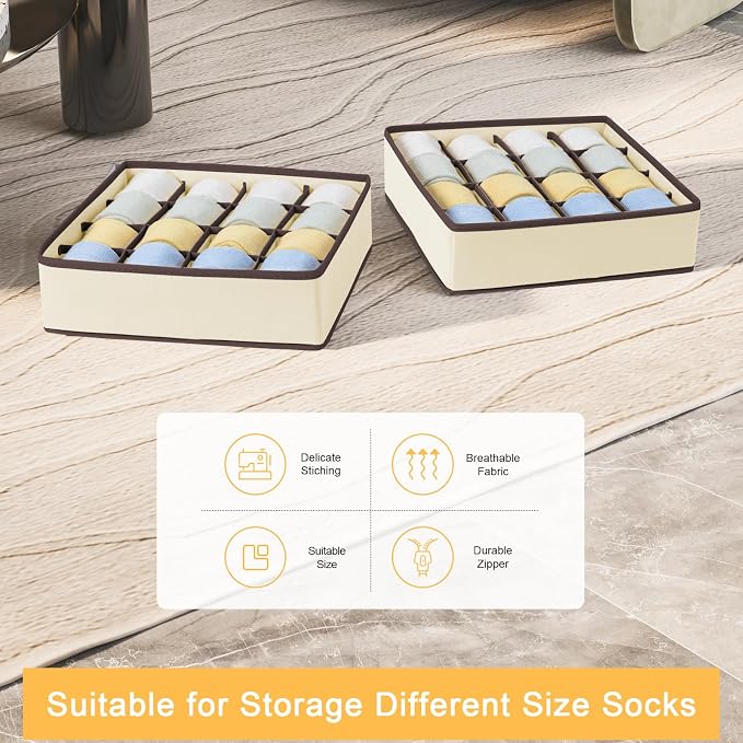 Joyoldelf Sock Drawer Organizer Divider Underwear Organizer 16-cell Fabric - Image 5