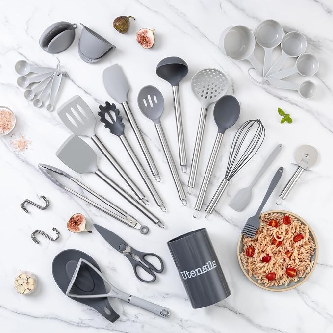 COOK WITH COLOR Silicone Cooking Utensils, Kitchen Utensil Set, Cooking Utensils - Image 6