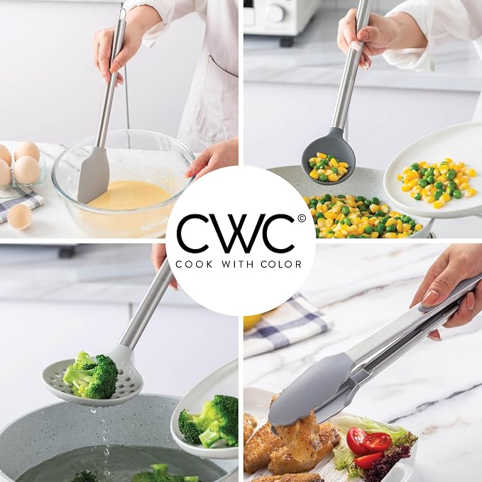 COOK WITH COLOR Silicone Cooking Utensils, Kitchen Utensil Set, Cooking Utensils - Image 4