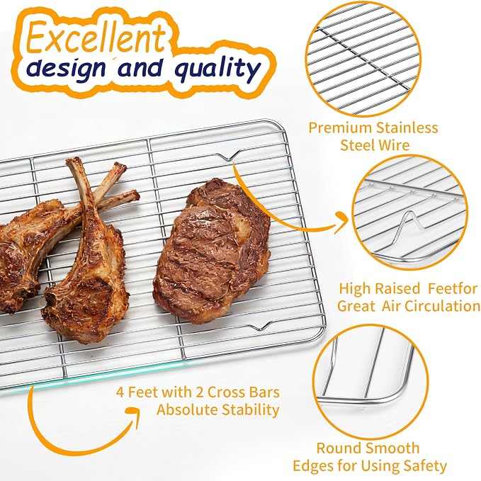 Baking Sheet Pan Set of 12, CEKEE Stainless Steel Cookie Sheets - Image 6