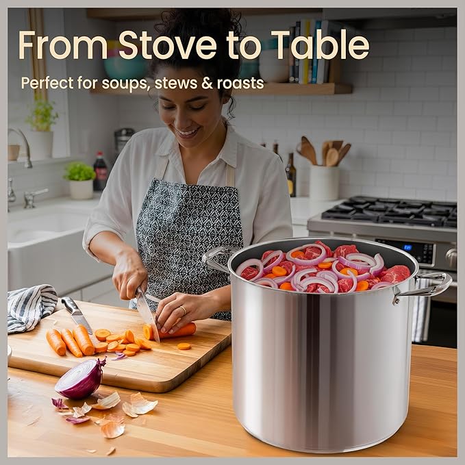 Stainless Steel Stockpot with Tempered Glass Lid 14 Quart, Durable 18/0 - Image 5