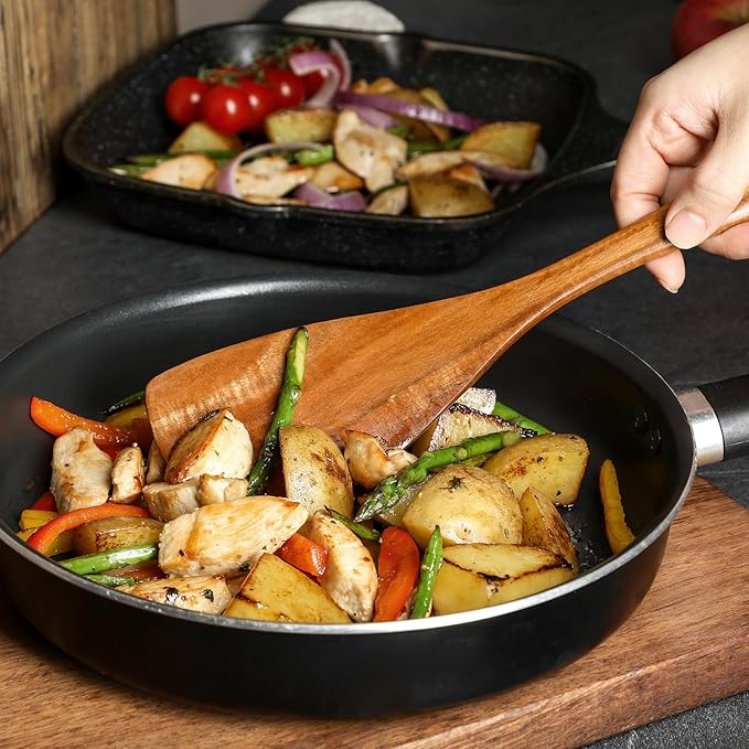 Premium Teak Wooden Spoons for Cooking, 6-Piece Wood Kitchen Utensils Set for - Image 5