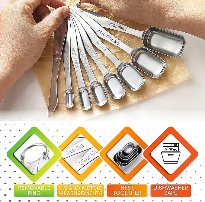 Spring Chef Stainless Steel Measuring Spoons Set of 8 - Image 6