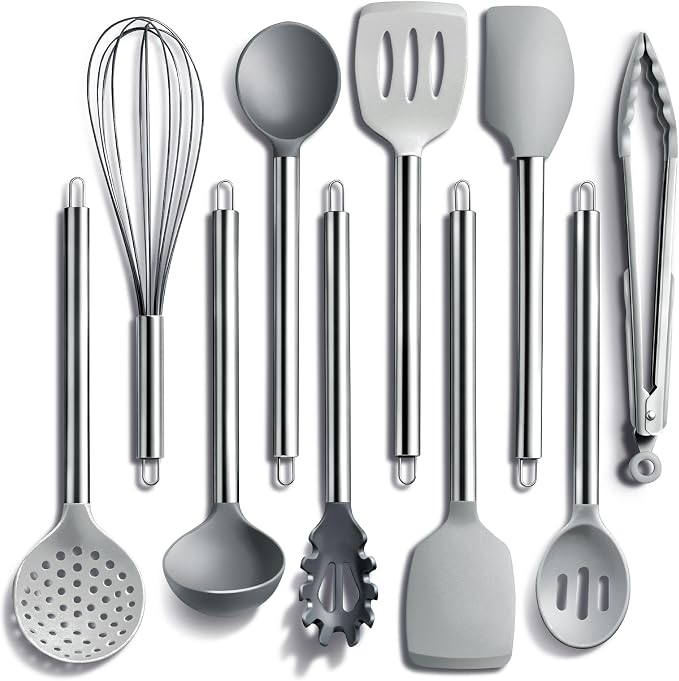 COOK WITH COLOR Silicone Cooking Utensils, Kitchen Utensil Set, Cooking Utensils by CookwithColor