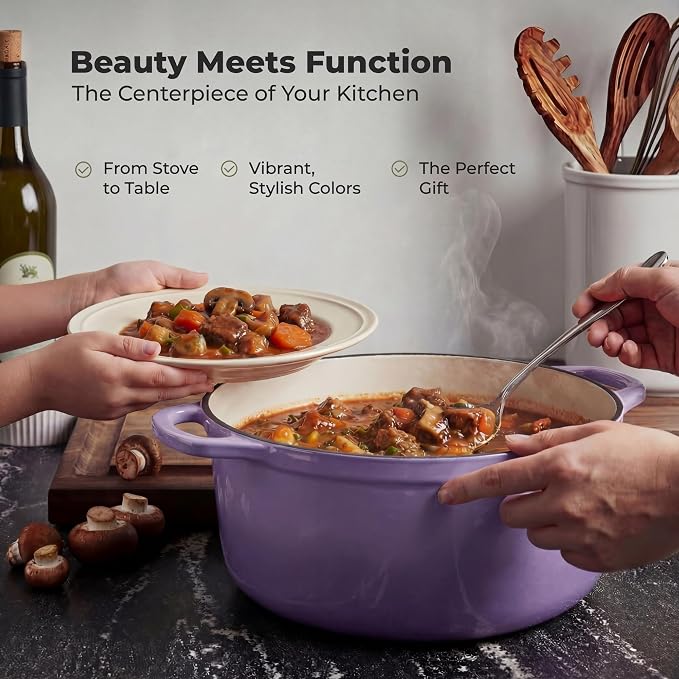 Zulay Kitchen 6 Quart Enameled Cast Iron Dutch Oven Pot - Image 7