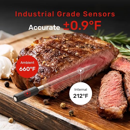 WiFi Wireless Bluetooth Meat Thermometer Digital, Smart AI Powered Cooking - Image 2