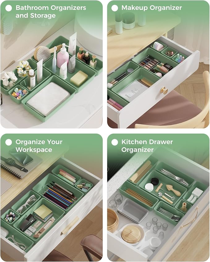 BiuLeon 25 PCS Plastic Drawer Organizers Set, 4-Sizes Vanity and Makeup - Image 7