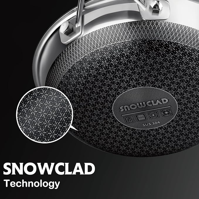 SNOWCLAD Frying Pan, 10 Inch Hybrid Non Stick Stainless Steel Skillets - Image 7