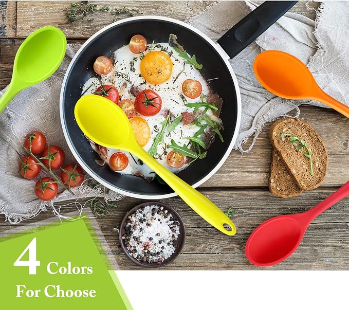 Shappy 4 Pieces Silicone Cooking Spoons 10.6 Inch Heat Resistant Kitchen Spoons - Image 5