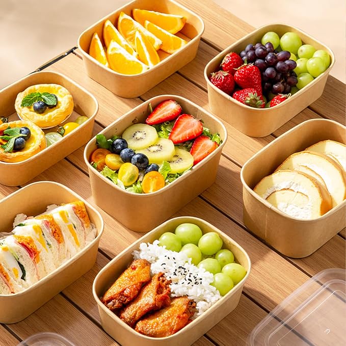 50-Pack 29oz Disposable Kraft Paper Bowls【with Lids and Forks】, Meal Prep - Image 9