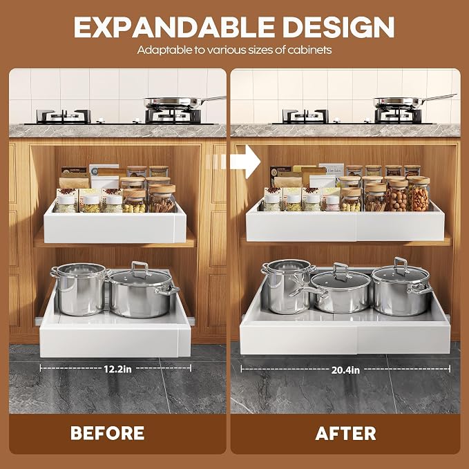 Seinloes 2 Pack Expandable Pull Out Cabinet Organizer 16.5"Deep - Image 3