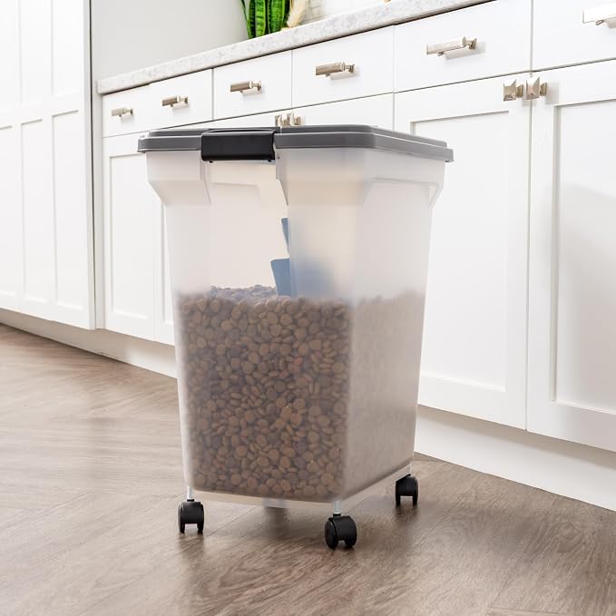 IRIS USA Dog Food Storage Container 58 lbs, Attachable Wheels, & Included Scoop - Image 3