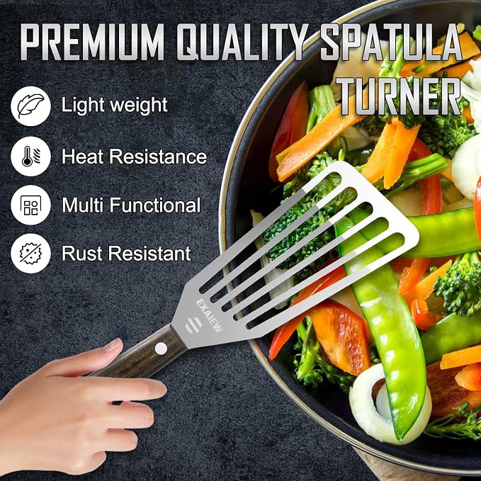 2 Pack Fish Spatula Stainless Steel, Flexible Fish Turner Spatula Perfect - Image 2